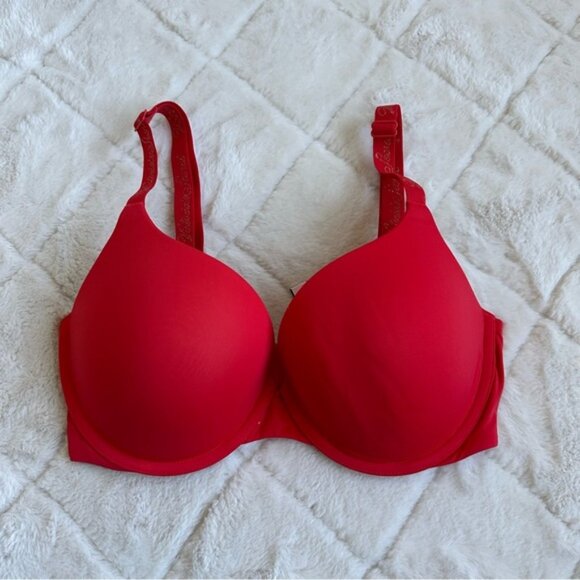 Victoria's Secret | Red & Gold T-Shirt Push-Up Full Coverage Bra | Size 32DD - Picture 2 of 13